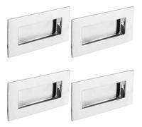 Loops 4 Pack - Recessed Sliding Door Flush Pull 102mm X 51mm 12mm Depth Bright Stainless Steel