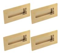 Loops 4 Pack - Recessed Sliding Door Flush Pull 102mm X 51mm 12mm Depth Satin Brass