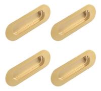 Loops 4 Pack - Recessed Sliding Door Flush Pull 102mm X 51mm 12mm Depth Satin Brass Radius