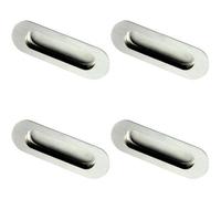 Loops 4 Pack - Recessed Sliding Door Flush Pull 102mm X 51mm 12mm Depth Satin Steel Radius
