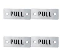 Loops 4 Pack - Rectangular Door Pull Sign 75 X 30mm Satin Stainless Steel Door Plate