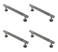 Loops 4 Pack - Reeded Lined Bar Door Pull Handle - 158mm X 13mm - 128mm Centres - Anthracite