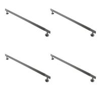 Loops 4 Pack - Reeded Lined Bar Door Pull Handle - 350mm X 13mm - 320mm Centres - Anthracite