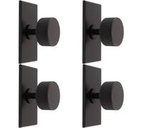 Loops 4 Pack - Reeded Radio Cabinet Door Knob & Matching Backplate Lined Matt Black 76 X 40mm