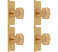 Loops 4 Pack - Reeded Radio Cabinet Door Knob & Matching Backplate Lined Satin Brass 76 X 40mm