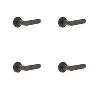 Loops 4 Pack Reeded Rose Dark Bronze Door Handle For Elegant Interiors - Solid Brass Interior Handle