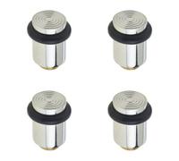 Loops 4 Pack Reeded Solid Brass Door Stops In Polished Nickel Finish - Solid Brass & Rubber Stopper