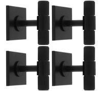 Loops 4 Pack - Reeded T Bar Cabinet Door Knob & Matching Backplate Lined Matt Black 40 X 40mm