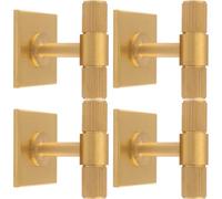 Loops 4 Pack - Reeded T Bar Cabinet Door Knob & Matching Backplate Lined Satin Brass 40 X 40mm