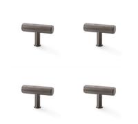 Loops 4 Pack - Reeded T Bar Cupboard Door Knob - 55mm X 38mm Dark Bronze Lined Pull Handle