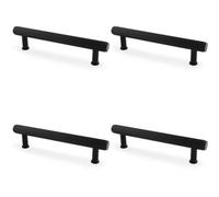 Loops 4 Pack - Reeded T Bar Pull Handle - Matt Black 128mm Centres Solid Brass Drawer Lined