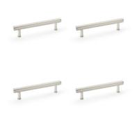 Loops 4 Pack - Reeded T Bar Pull Handle - Polished Nickel 128mm Centre Solid Brass Drawer Lined