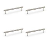 Loops 4 Pack - Reeded T Bar Pull Handle - Polished Nickel 160mm Centre Solid Brass Drawer Lined