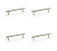 Loops 4 Pack - Reeded T Bar Pull Handle - Satin Nickel - 128mm Centres Solid Brass Drawer Lined