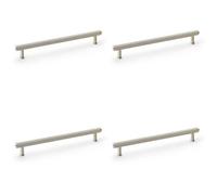 Loops 4 Pack - Reeded T Bar Pull Handle - Satin Nickel - 224mm Centres Solid Brass Drawer Lined