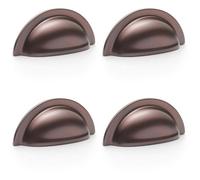 Loops 4 Pack - Ridged Cup Handle - Dark Bronze - 76mm Centres Solid Brass Shaker Drawer Pull