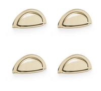 Loops 4 Pack - Ridged Cup Handle - Polished Brass - 76mm Centres Solid Brass Shaker Drawer Pull