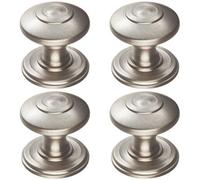 Loops 4 Pack - Ring Cabinet Door Knob Rose - 32mm Satin Nickel - Round Cupboard Pull Handle