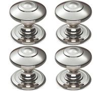 Loops 4 Pack - Ring Cabinet Door Knob Rose - 38mm Polished Nickel - Round Cupboard Pull Handle