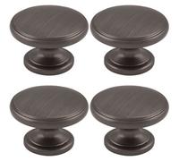Loops 4 Pack - Ring Domed Cupboard Door Knob 32mm Diameter Gun Metal Cabinet Handle