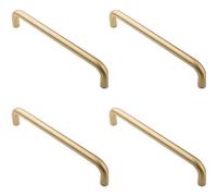 Loops 4 Pack - Round D Bar Pull Handle 319 X 19mm 300mm Fixing Centres Satin Brass Pvd