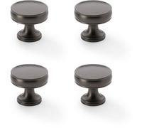 Loops 4 Pack - Round Fluted Door Knob - 32mm Diameter Dark Bronze Retro Cupboard Pull Handle