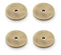 Loops 4 Pack - Round Kitchen Door Knob Backplate - Antique Brass 30mm Diameter Circular Plate