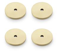 Loops 4 Pack - Round Kitchen Door Knob Backplate - Satin Brass 30mm Diameter Circular Plate