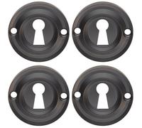 Loops 4 Pack - Round Standard Lock Profile Escutcheon - Matt Black - 42mm Door Key Plate