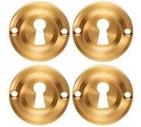 Loops 4 Pack - Round Standard Lock Profile Escutcheon - Satin Brass - 42mm Door Key Plate