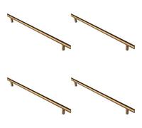 Loops 4 Pack - Round T Bar Cabinet Pull Handle 348 X 12mm 288mm Fixing Centres Antique Brass