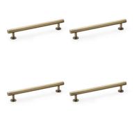 Loops 4 Pack - Round T Bar Pull Handle - Antique Brass - 160mm Centres Solid Brass Drawer Door