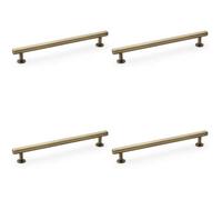 Loops 4 Pack - Round T Bar Pull Handle - Antique Brass - 192mm Centres Solid Brass Drawer Door