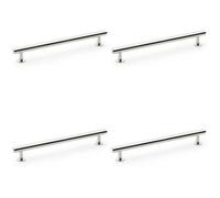 Loops 4 Pack - Round T Bar Pull Handle - Polished Nickel 192mm Centres Solid Brass Drawer Door