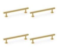 Loops 4 Pack - Round T Bar Pull Handle - Satin Brass - 128mm Centres Solid Brass Drawer Door
