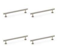 Loops 4 Pack - Round T Bar Pull Handle - Satin Nickel - 160mm Centres Solid Brass Drawer Door