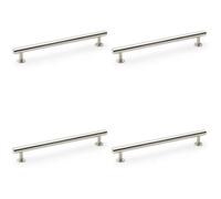 Loops 4 Pack - Round T Bar Pull Handle - Satin Nickel - 192mm Centres Solid Brass Drawer Door