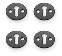 Loops 4 Pack - Round Victorian Standard Lock Profile Escutcheon - Matt Black Door Key Plate