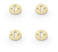 Loops 4 Pack - Round Victorian Standard Lock Profile Escutcheon - Satin Brass Door Key Plate