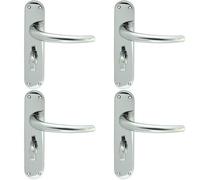 Loops 4 Pack - Rounded Sl athroom Latch Door Handle - Polished Chrome Lever On Backplate
