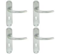 Loops 4 Pack - Rounded Sleek Latch & Lock Door Handle - Satin Chrome Lever On Backplate