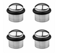 Loops 4 Pack - Rubber Tip Dome Top Floor Mounted Doorstop - Polished Chrome 38mm Dia Round Door