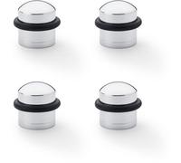 Loops 4 Pack - Rubber Tip Dome Top Floor Mounted Doorstop - Polished Chrome 39mm Dia Round Door