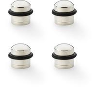 Loops 4 Pack - Rubber Tip Dome Top Floor Mounted Doorstop - Polished Nickel 39mm Dia Round Door