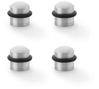 Loops 4 Pack - Rubber Tip Dome Top Floor Mounted Doorstop - Satin Chrome 39mm Dia Round Door