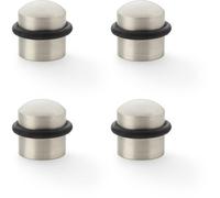 Loops 4 Pack - Rubber Tip Dome Top Floor Mounted Doorstop - Satin Nickel 39mm Dia Round Door