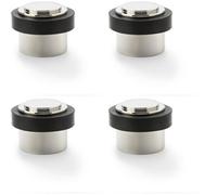 Loops 4 Pack - Rubber Tip Floor Mounted Doorstop - Polished Nickel 50mm Diameter Round Door