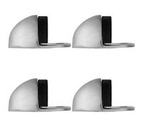 Loops 4 Pack - Rubber Tip Floor Mounted Oval Doorstop 45X26mm Satin Chrome Half Moon Stopper