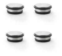 Loops 4 Pack - Rubber Tip Freestanding Doorstop - Satin Chrome 100mm - Hard Floor Tile Portable