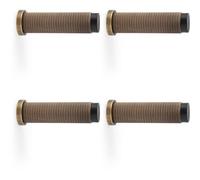 Loops 4 Pack - Rubber Tip Knurled Wall Mounted Doorstop - Antique Brass 75mm Cylinder Rose Door